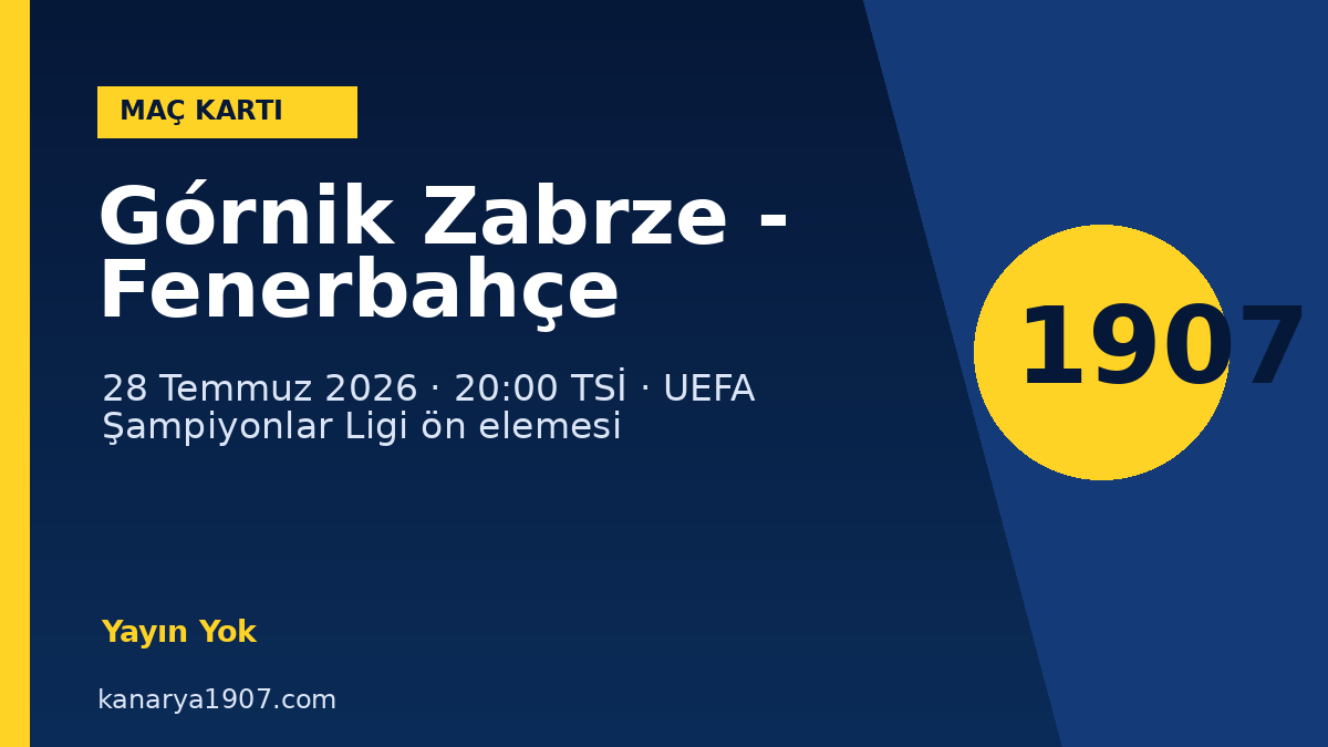 Górnik Zabrze – Fenerbahçe maçı: saat, kanal, kadrolar ve sonuç – Kanarya1907 Maç Merkezi