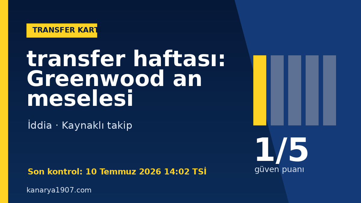 transfer haftası: Greenwood an meselesi: transfer statüsü, güven puanı ve kaynak – Kanarya1907 Transfer Nöbeti